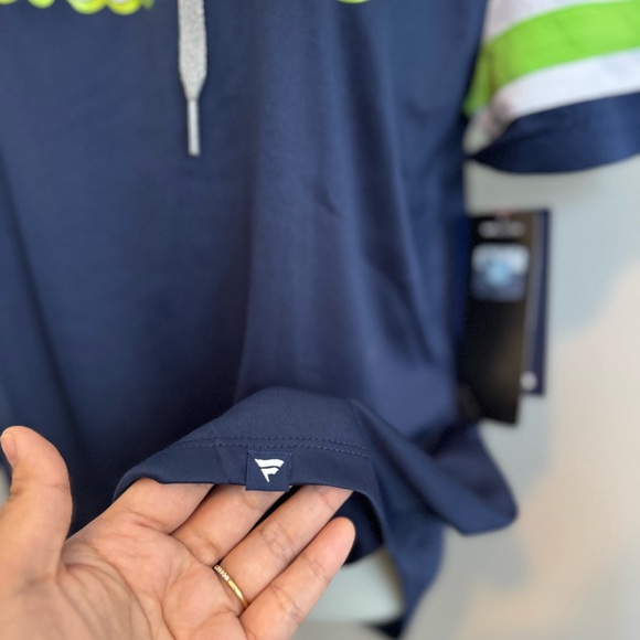 Seattle Seahawks Navy Blue and Green Lace Up Wilson Fanatics Jersey - Picture 5 of 9